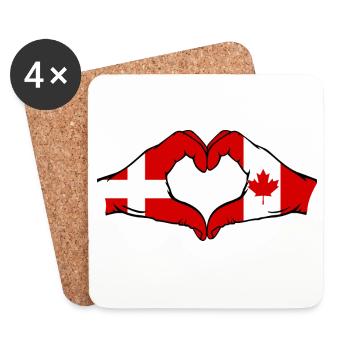 Denmark Canada Heart Shape with Hands - Coasters (set of 4) - white - Front