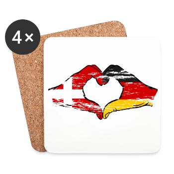 Danemark Allemagne forme de coeur avec les mains utilisées - Dessous de verre (lot de 4) - blanc - Devant