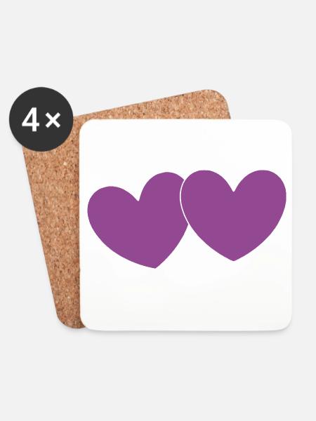 Violette Herzen Herzmuster Geschenk - Untersetzer (4er-Set) - Weiß