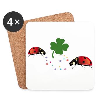 Ladybug Shamrock Lucky - Coasters (set of 4) - white - Front