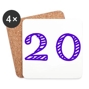 20. 20 ANS. 20e ANNIVERSAIRE. ANNIVERSAIRE 20 ANS. - Dessous de verre (lot de 4) - blanc - Devant