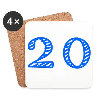 20. 20 ANS. 20e ANNIVERSAIRE. ANNIVERSAIRE 20 ANS. - Dessous de verre (lot de 4) - blanc - Devant