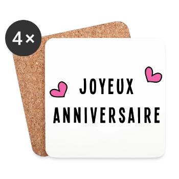 JOYEUX ANNIVERSAIRE - Dessous de verre (lot de 4) - blanc - Devant