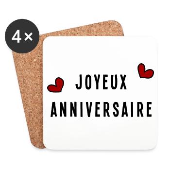 HAPPY BIRTHDAY. ANNIVERSAIRE - Dessous de verre (lot de 4) - blanc - Devant
