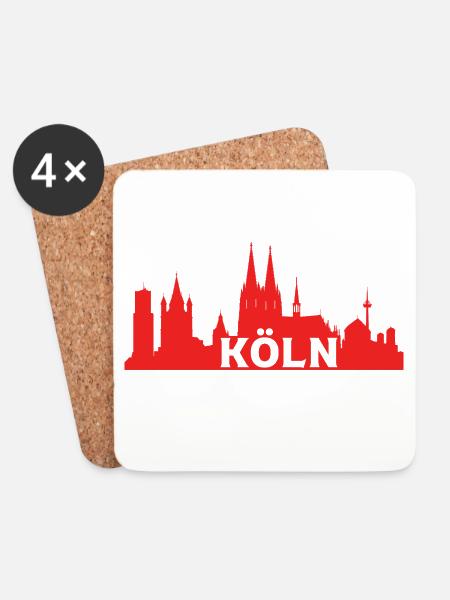 Cologne City Kölner Dom Stadt Köln Skyline Köln - Untersetzer (4er-Set) - Weiß
