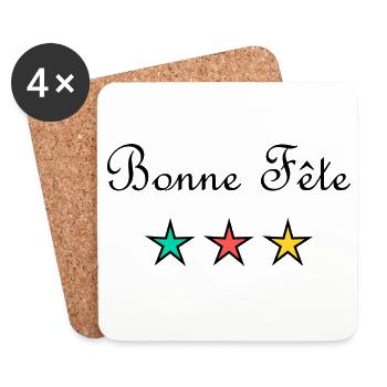 BONNE FÊTE. COEUR. BONNE FÊTE MAMAN. MAMAN. FÊTE - Dessous de verre (lot de 4) - blanc - Devant
