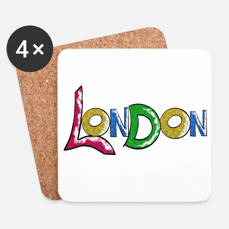Vibrant London lettering in gradient - Coasters (set of 4) - white
