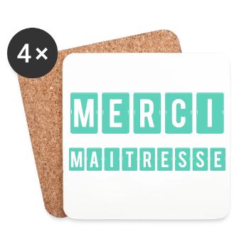 MAÎTRESSE. MAITRE. MERCI. MERCI MAÎTRESSE - Dessous de verre (lot de 4) - blanc - Devant