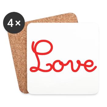 ICH LIEBE DICH. LIEBE. PAAR. GERADE VERHEIRATET. Junggesellinnenabschied - Untersetzer (4er-Set) - Weiß - Vorne