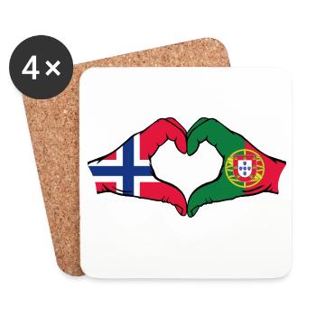 Norway Portugal Flag Hands Heart Shape - Coasters (set of 4) - white - Front