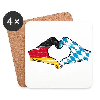 Germany Bavaria Flag Hands Heart Shape Used - Coasters (set of 4) - white - Front