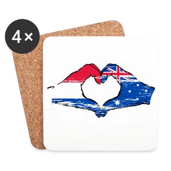 Hollande Australie drapeau forme de coeur utilisé - Dessous de verre (lot de 4) - blanc - Devant