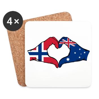 Norwegen Australien Flagge Herzform - Untersetzer (4er-Set) - Weiß - Vorne