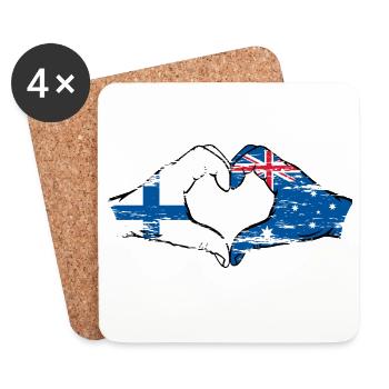 Finlande Australie Drapeau Coeur Utilisé - Dessous de verre (lot de 4) - blanc - Devant