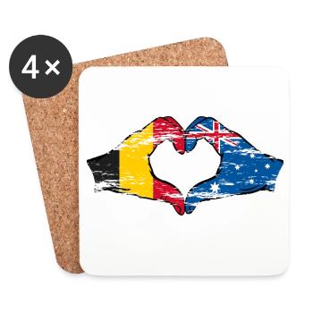 Belgien Australien Flagge Herzform used - Untersetzer (4er-Set) - Weiß - Vorne