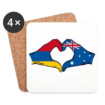 Arménie Australie Drapeau Mains Coeur Forme - Dessous de verre (lot de 4) - blanc - Devant
