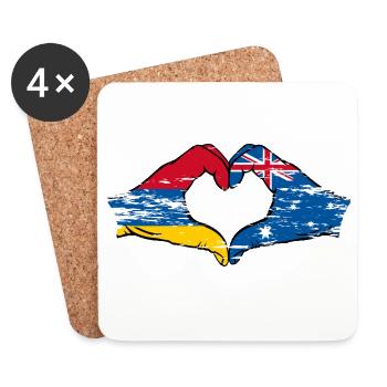 Armenien Australien Flagge Hände Herzform used - Untersetzer (4er-Set) - Weiß - Vorne