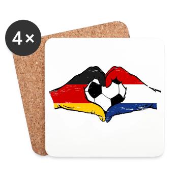 Germany Holland Football Flag Hands Heart Used - Coasters (set of 4) - white - Front