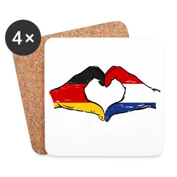 Deutschland Holland Flagge Hände Herzform used - Untersetzer (4er-Set) - Weiß - Vorne