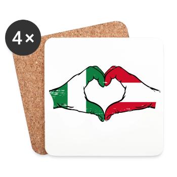 Nigeria Austria Flag Hands Heart Shape Used - Coasters (set of 4) - white - Front