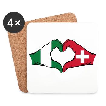 Nigeria Suisse Drapeau Mains Coeur Forme - Dessous de verre (lot de 4) - blanc - Devant