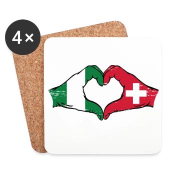 Nigeria Suisse Drapeau Mains Coeur Forme Utilisé - Dessous de verre (lot de 4) - blanc - Devant