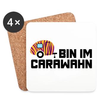 Caravan Wohnwagen Zebra Muster Fan Wahnsinn Camper - Untersetzer (4er-Set) - Weiß - Vorne