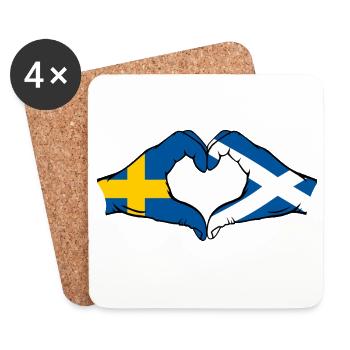 Schweden Schottland Hände Herzform - Untersetzer (4er-Set) - Weiß - Vorne