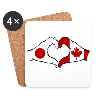 Japan Canada Hands Heart Shape - Coasters (set of 4) - white - Front