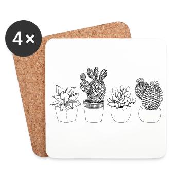 Minimalist Cactus Illustration - Coasters (set of 4) - white - Front