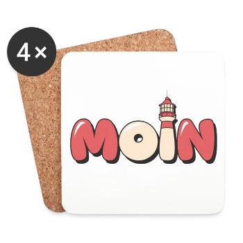 Moin Leuchtturm Küste Meer Ostsee Nordsee Strand - Untersetzer (4er-Set) - Weiß - Vorne