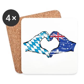 Bavaria Australia Flag Hands Heart Shape Used - Coasters (set of 4) - white - Front
