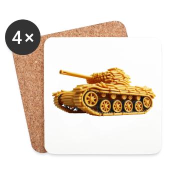 Pommes Panzer | Fries Tank - Untersetzer (4er-Set) - Weiß - Vorne