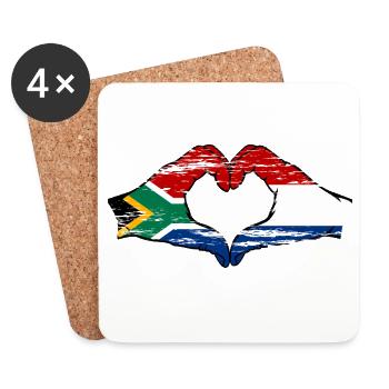 Afrique du Sud Hollande drapeau mains coeur utilisé - Dessous de verre (lot de 4) - blanc - Devant