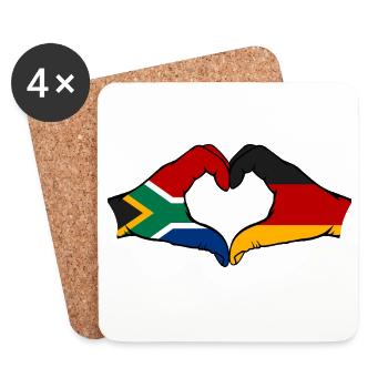 South Africa Germany Flag Hands Heart Shape - Coasters (set of 4) - white - Front