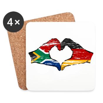 South Africa Germany Flag Hands Heart Shape Used - Coasters (set of 4) - white - Front