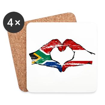 South Africa Austria Flag Hands Heart Shape Used - Coasters (set of 4) - white - Front