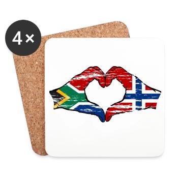 South Africa Norway Flag Hands Heart Shape Used - Coasters (set of 4) - white - Front