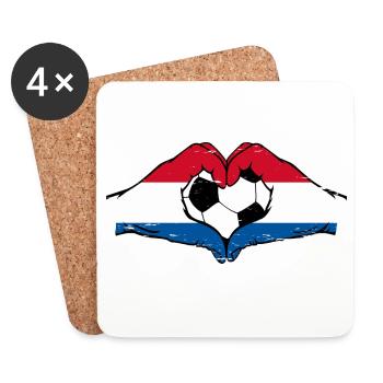 Drapeau de football hollandais mains forme de coeur utilisé - Dessous de verre (lot de 4) - blanc - Devant