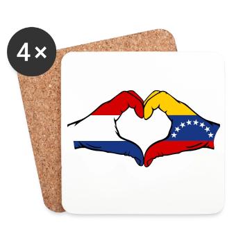 Holland Venezuela Flag Hands Heart Shape - Coasters (set of 4) - white - Front