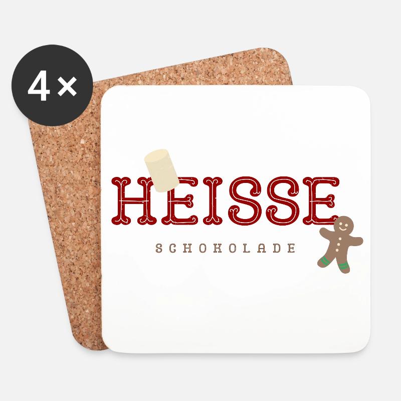 Hesse Schokolade Weihnachtsdesign - Untersetzer (4er-Set) - Weiß