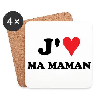 J'aime ma maman - Dessous de verre (lot de 4) - blanc - Devant