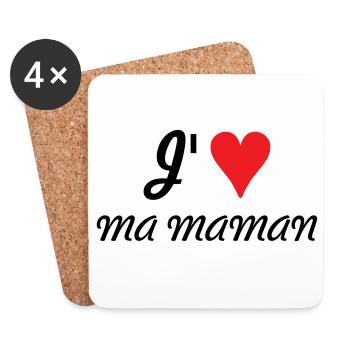 J'aime ma maman - Fête des Mères - Dessous de verre (lot de 4) - blanc - Devant
