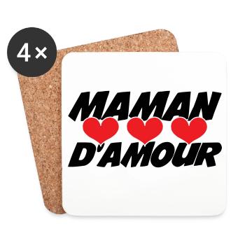 Maman d'Amour - Fête des Mères - Dessous de verre (lot de 4) - blanc - Devant