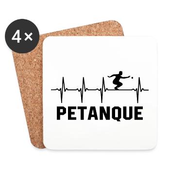 Pétanque, Boule Heartbeat, Joueurs de Boccia - Dessous de verre (lot de 4) - blanc - Devant