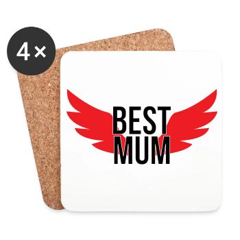 Meilleure Maman - Fête des Mères - Dessous de verre (lot de 4) - blanc - Devant