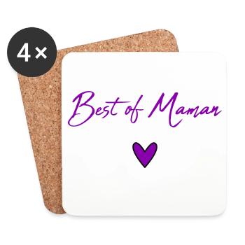 MOTHER'S DAY. HEART. HAPPY BIRTHDAY. MOM - Coasters (set of 4) - white - Front