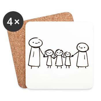 Family hand in hand - Coasters (set of 4) - white - Front
