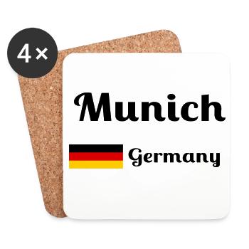 Munich, Allemagne - Imprimés élégants - Dessous de verre (lot de 4) - blanc - Devant
