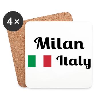 Milan, Italie - Imprimés élégants - Dessous de verre (lot de 4) - blanc - Devant